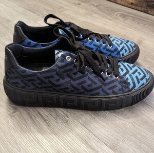 Versace La Greca Coated Canvas Sneakers